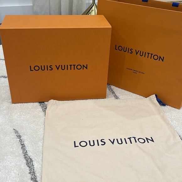 NEW Set of 2 LOUIS VUITTON Empty Shopping Tote & Gift Box Storage Authentic - Picture 2 of 3